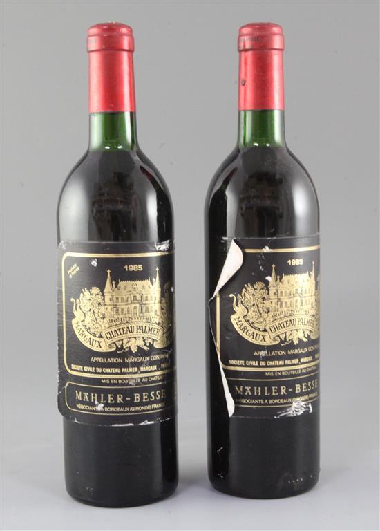 Two bottles of Chateau Palmer, Mahler Besse, Margaux, 1985.
